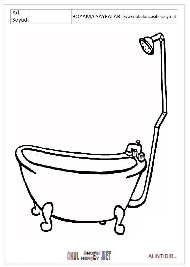 Çocuklar İçin Küvet-banyo Boyama Sayfaları 